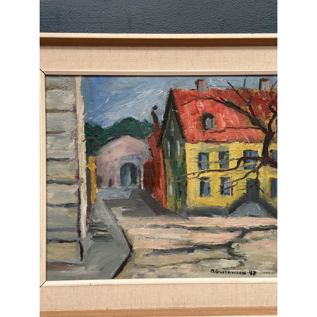 B. Gustavson, Urban Landscape, 1947, Oil on Panel, Framed For Sale - Image 4 of 18