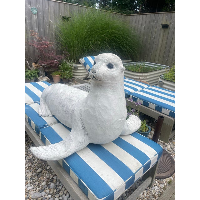 White Large 1950s Italian Papier-Mâché Seal Folk Art Sculpture For Sale - Image 8 of 9