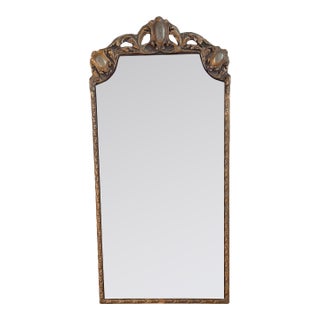 1930’s Wood & Gesso Etched Mirror - Leaf and Medallion Motif For Sale