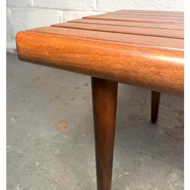Lovely Mid-Century Modern Walnut Slat Bench For Sale In New York - Image 6 of 16