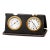 Charming Portable Antique Hand Painted Porcelain Travel Desk Clock Barometer Leather Case Home Decor For Sale