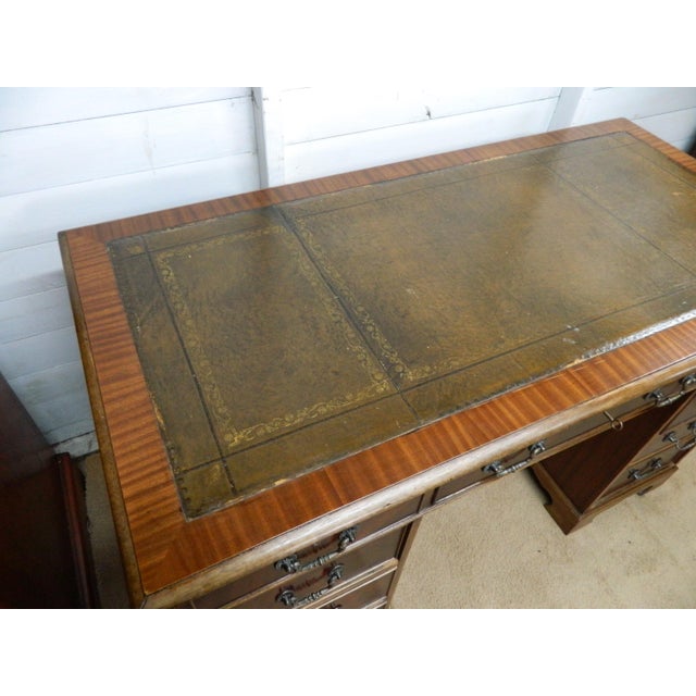 Vintage Mahogany Veneer Pedestal Desk, 1950s For Sale - Image 9 of 11