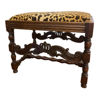 Jacobean Cheetah Print Stool For Sale