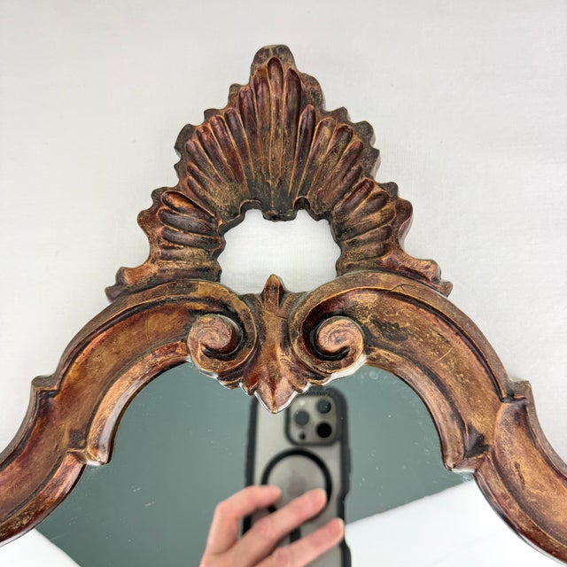 Midcentury Italian Rococo Style Mirror 25.75” X 11.25” For Sale - Image 4 of 12