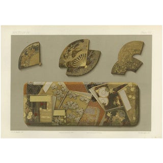 Lacquer and Inlay Fan Fragments, 1880s, Paper For Sale