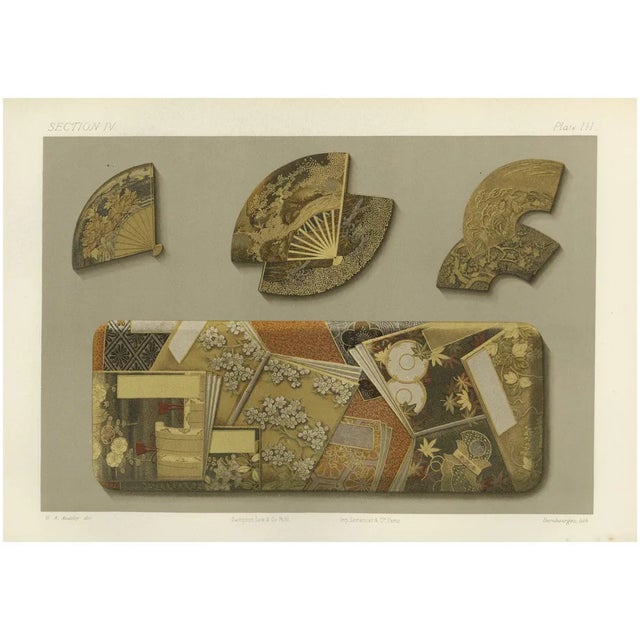 Lacquer and Inlay Fan Fragments, 1880s, Paper For Sale