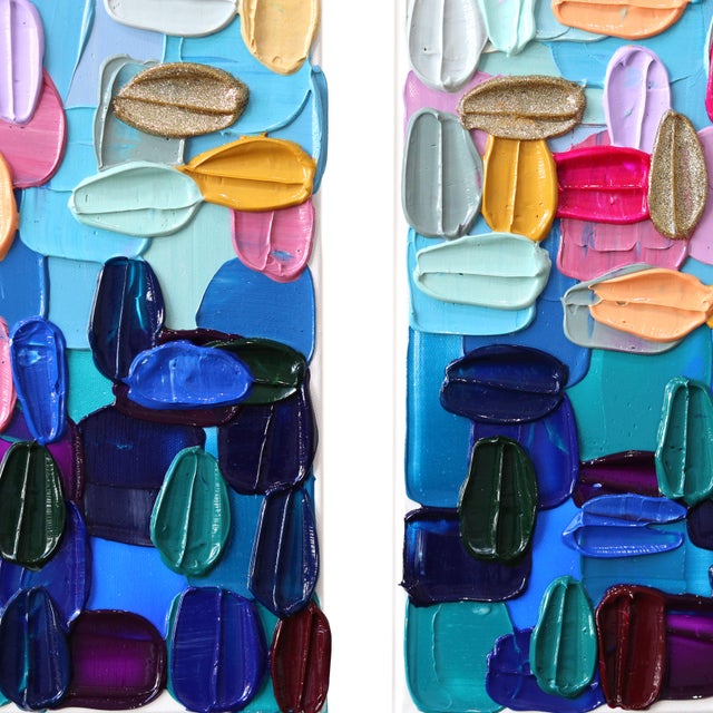 Breathtaking - Large Original Abstract Textural Impasto Triptych Painting by Shiri Phillips For Sale In Los Angeles - Image 6 of 10