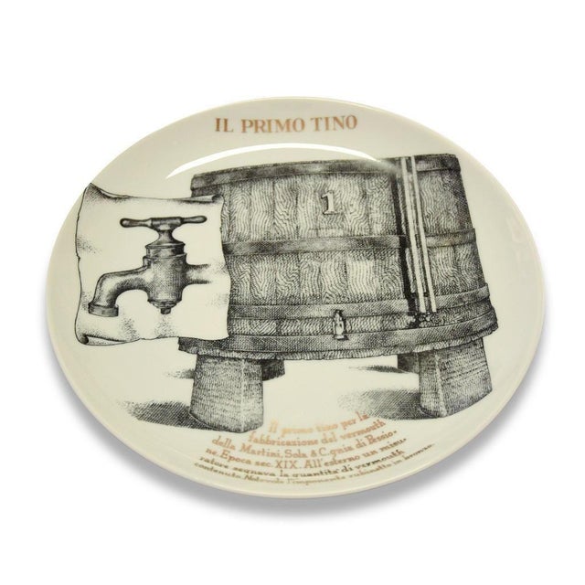 Il Primo Tino Plate by Piero Fornasetti for Martini & Rossi, 1960s For Sale - Image 3 of 5
