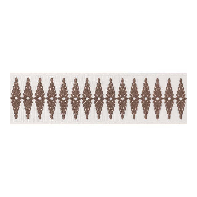 Sample - Schumacher Genevieve Embroidered Tape Trim in Brown For Sale