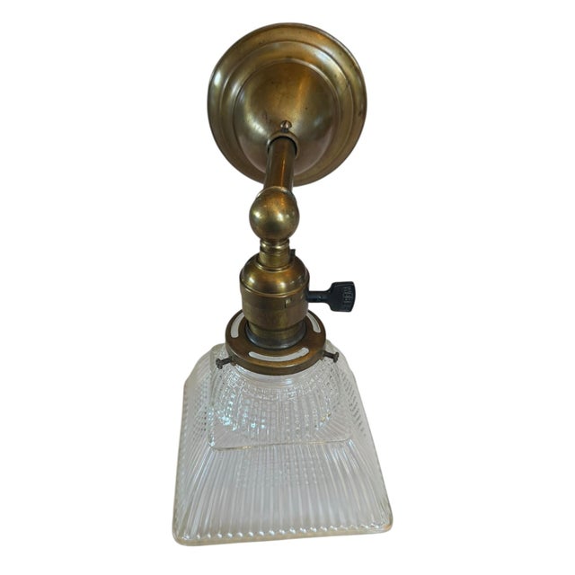 American Antique Halophane Wall Sconce For Sale - Image 3 of 4