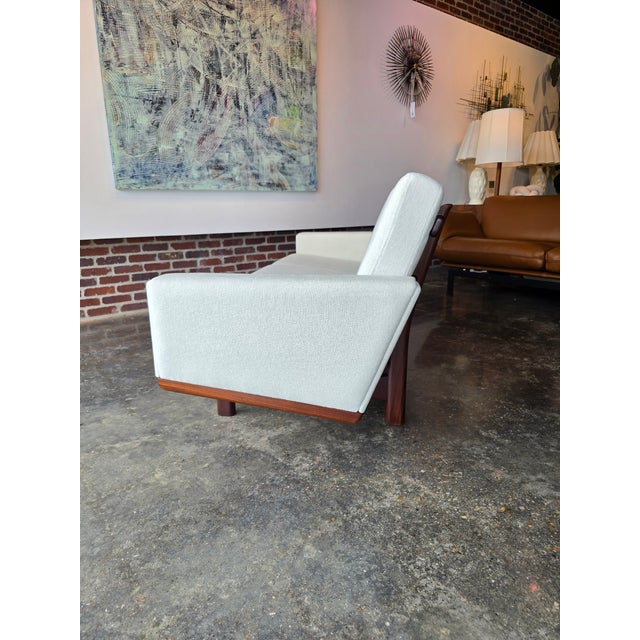 Wood 1950s Hans Wegner for Getama Teak Reupholstered Sofa MCM Vintage For Sale - Image 7 of 10