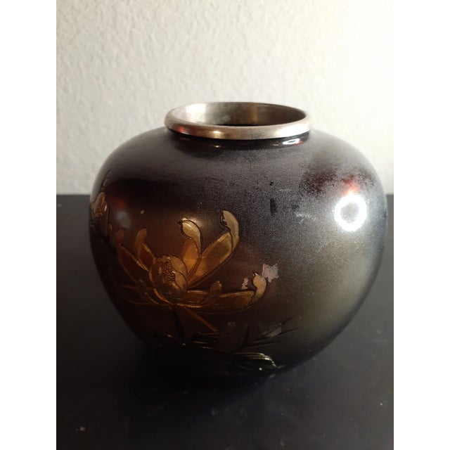 This is a STUNNING Antique Japanese 5" Engraved Bronze Squat Vase. Similar Japanese Bronze Art sold separately Procured at...