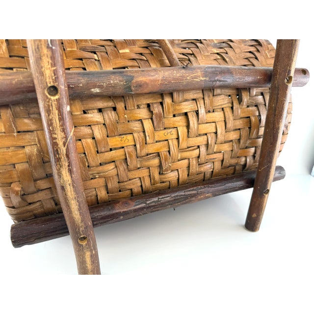 Vintage Late 19th Century Woven Bentwood Log Basket For Sale - Image 12 of 12