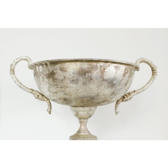 Contemporary Large Vintage Silverplate Patinated Urn Jardinière For Sale - Image 3 of 5
