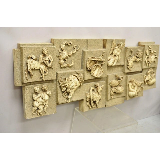 Vintage Finesse Originals 1970s Brutalist Figural Zodiac Wall Sculpture. Item features a unique brutalist design, original...