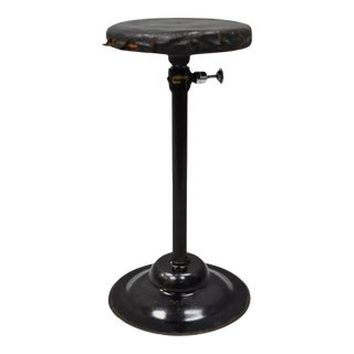 Early 20th Century Articulating Industrial Modern Brown Leather Adjustable Work Stool by Peerless For Sale