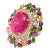 Bochic “Orient” Ruby & Multi Color Gems 18k Gold & Silver Cocktail Ring Size 6.5 For Sale