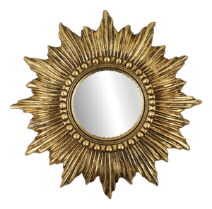 Gold Sunburst Convex Mirror in Resin, France, 1960s