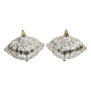 Early 20th Century English Regency Silver Plated Scalloped Covered Dish - a Pair For Sale