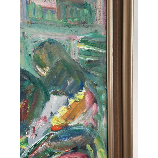 Original Swedish Oil on Canvas – “Interior with Figures” by Erik Lo Ohlquist (1914–2004) – Vintage & Framed – 75 × 64 cm...