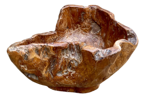 Large Sculptural Olive Wooden Bowl, 1960s