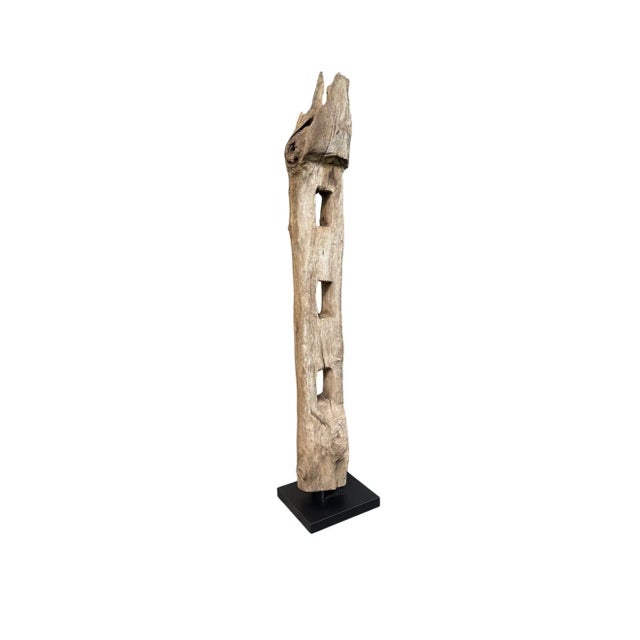 Contemporary Antique Teak Fence Column From Java, Mounted on Metal Stand c.1900 For Sale - Image 3 of 10