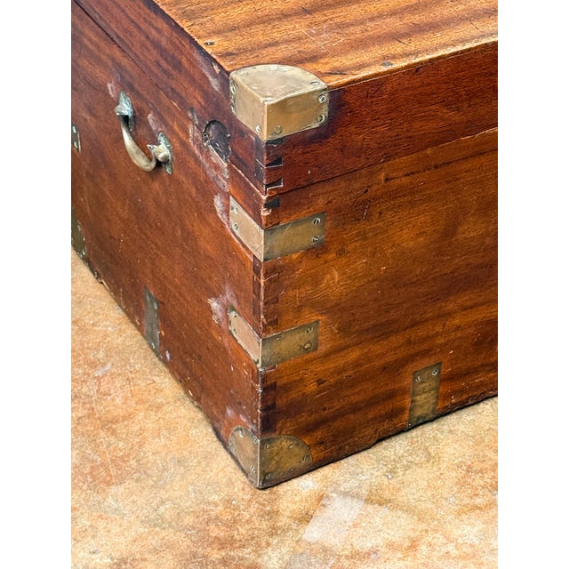 British Campaign Military Officer's Trunk or Chest of Brass-Bound Camphorwood For Sale - Image 11 of 14