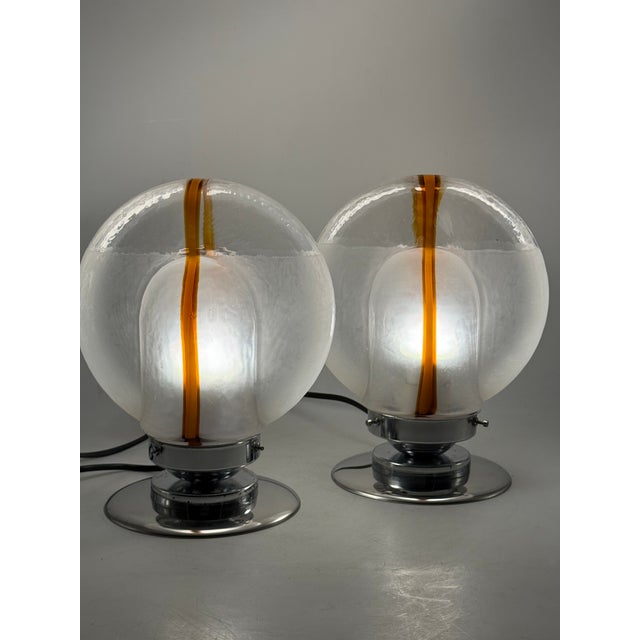 1970s Toni Zuccheri, Murano Blown Glass Lamps, Mazzega, Murano Italy - Set of 2 For Sale - Image 11 of 13