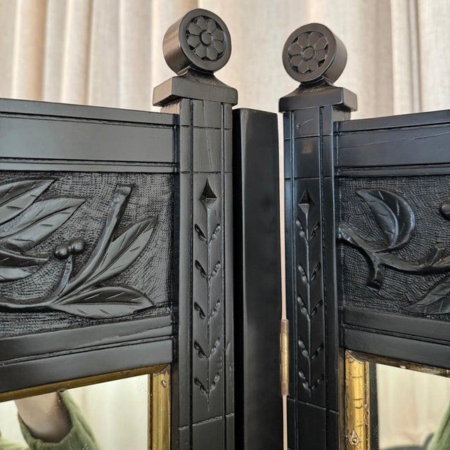 Antique Eastlake Trifold Standing Floor Mirror Room Divider For Sale - Image 10 of 15