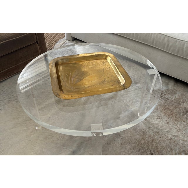 Mid-Century Modern Large Mid-Century Modern Solid Brass Square Wheat Engraved Tray - Signed For Sale - Image 3 of 17