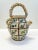 Old Italian clay work basket jug. Coiled handles with hand painted floral around the body. This beautiful vintage piece...