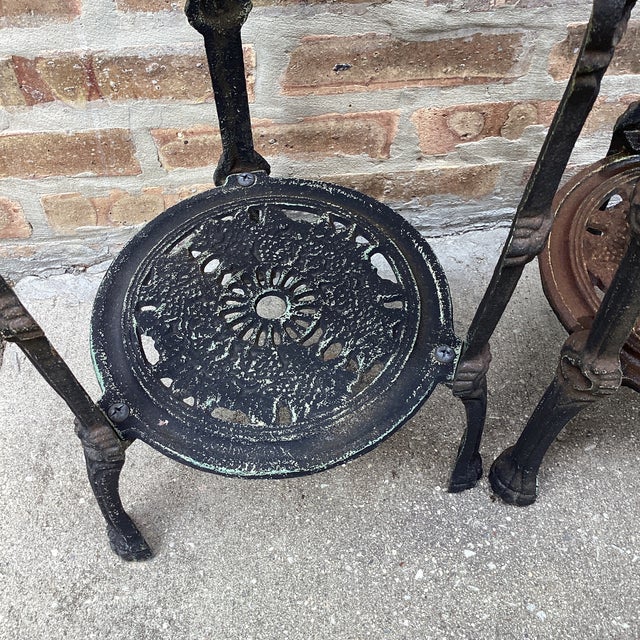 Early 20th Century Antique Set of Two Tiered Cast Iron Table/ Plant Stand Victorian Style For Sale - Image 5 of 12