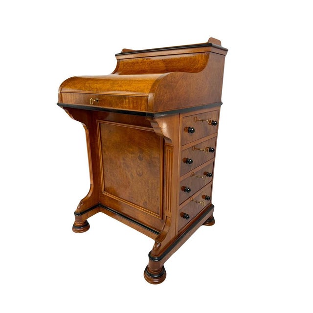 Victorian English Davenport Burl Wood Desk with Secret Compartment For Sale - Image 10 of 10