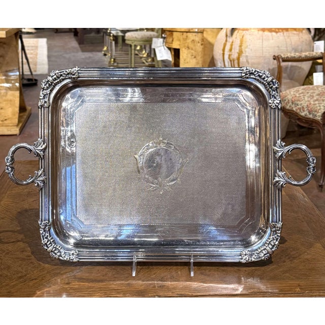 Metal 19th Century French Louis XVI Silvered Bronze Serving Tray For Sale - Image 7 of 8