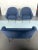 Original vintage condition with some defects on the fabric for this set of a sofa and two armchairs designed by Gastone...
