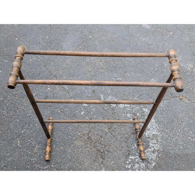 Mid 20th Century Vintage Solid Oak Blanket & Quilt Rack - Freestanding Towel Stand For Sale - Image 5 of 7