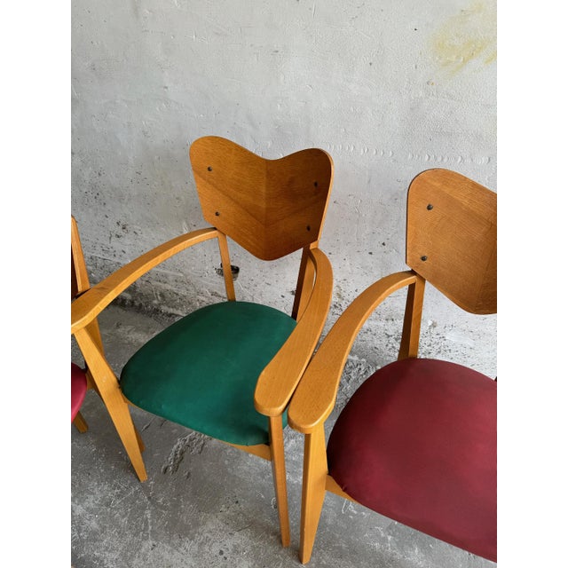 Wood Heart Model Chairs by René-Jean Caillette, 1950s, Set of 6 For Sale - Image 7 of 16