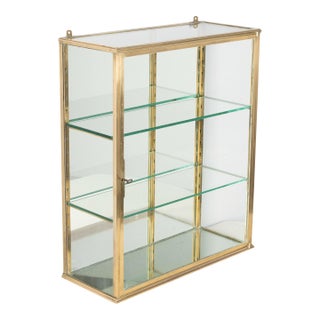 French Art Deco Brass Wall Vitrine For Sale