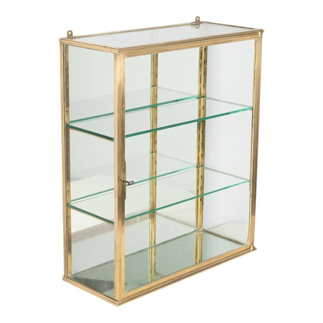 French Art Deco Brass Wall Vitrine For Sale
