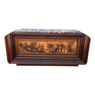 Walnut Sideboard with Marble Top For Sale