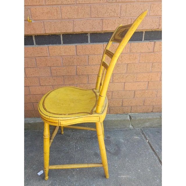 Early 20th Century Pair of American Painted and Decorated Fancy Side Chairs, Branded "Warranted" For Sale - Image 5 of 8