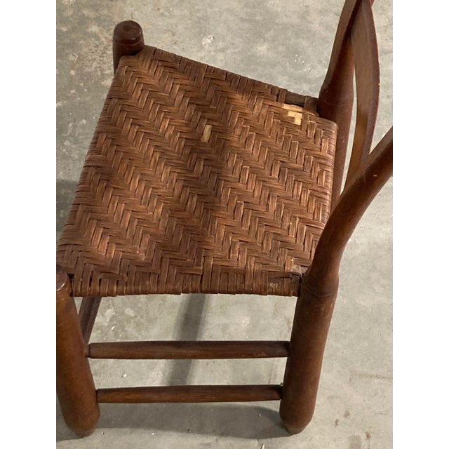 French Country 19th Century Antique Primitive Windsor Thumb Back Chair With Splint Seat For Sale - Image 3 of 8