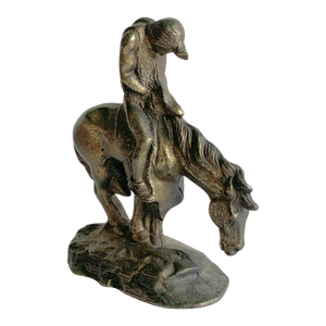 Vintage Cast Iron Native American “End of the Trail” Figural Bookend, Single