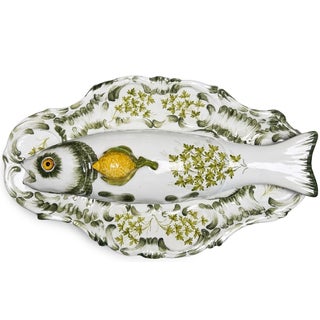 Mid 20th Century Hand Painted Italian Fish Serving Set For Sale