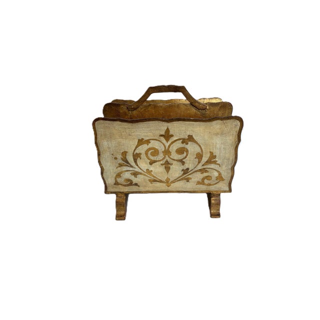 Vintage Italian Florentine Gilt Wood Magazine Rack - Mid Century For Sale - Image 9 of 9