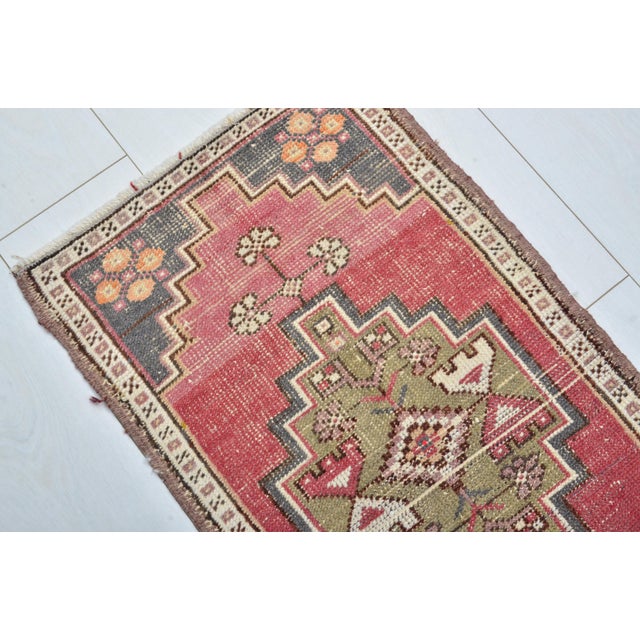 Turkish Vintage Small Turkish Door Mat Rug For Sale - Image 3 of 5