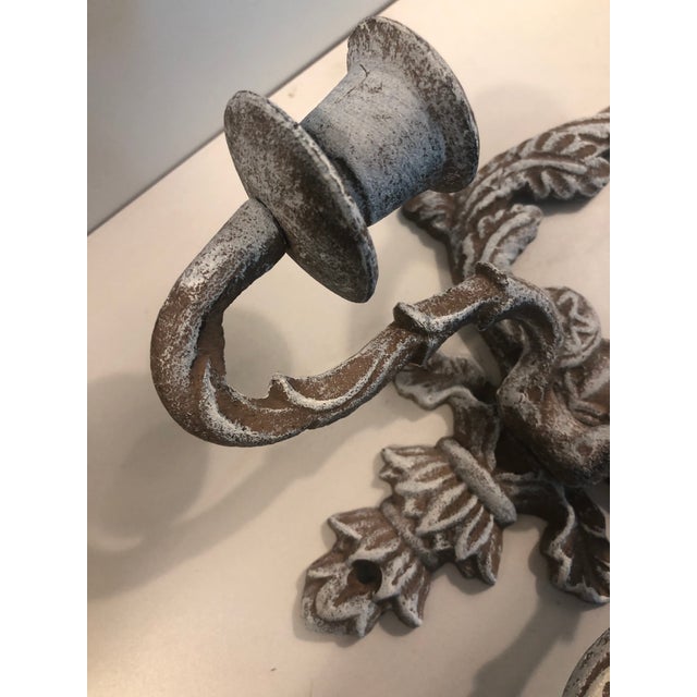 Cast Iron Wall Sconce With 2 Arms For Sale - Image 6 of 8