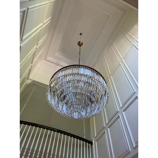 Large 44" Tiered Crystal Prism Foyer Chandelier — 131" Total Drop — Grand Entry Light For Sale - Image 4 of 5