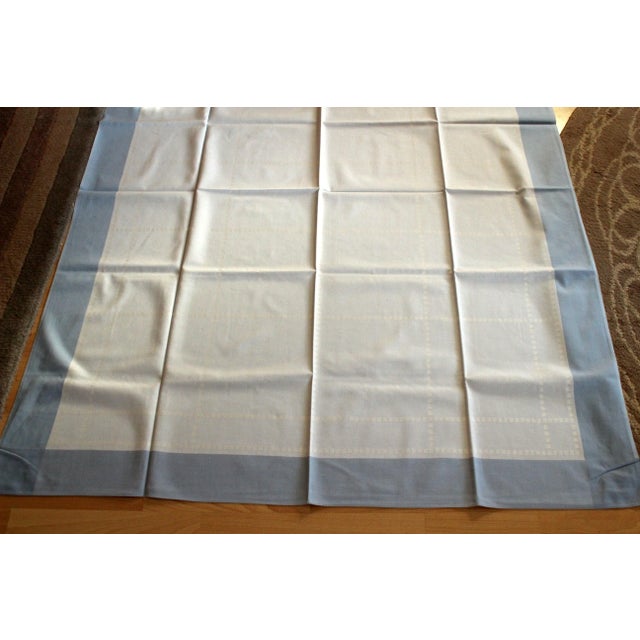 1960s Vintage - l Damask Cotton Tablecloth 49,2" X 59" For Sale - Image 4 of 6