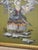 Beautiful post-1950 original oil on wood depicting a mystical moon-faced female figure beneath a clouded horns,...